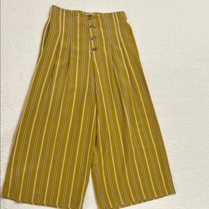 Zara TRF Mustard, White & Brown Striped Pants